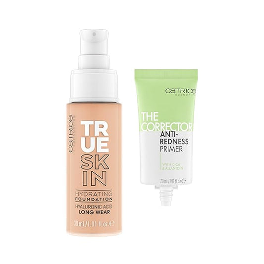 Catrice | True Skin Foundation 15 & The Corrector Anti-Red Primer| Full Coverage Makeup | Vegan & Cruelty Free