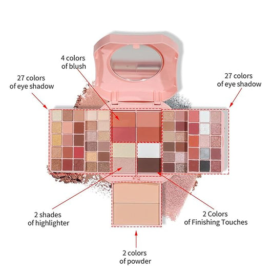 Makeup Eyeshadow Palettes, 64 Colors Protable Multifunction Blush Highlighter Contour Palettes with Matte Shimmer Pearl Makeup Effect for Daily Party Makeup - High Pigment Waterproof #5