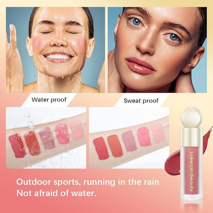 Liquid Blush For Cheeks, Soft Velvet Cream Blush Face Blush Makeup, Pink Blush Red Blush Skin Tint, Natural-Looking Matte Finish Makeup Blush Stick, Waterproof&Long Lasting Dewy Cheek Tint, Moisturizing&Lightweight Blendable Feel Blush Makeup (1#)