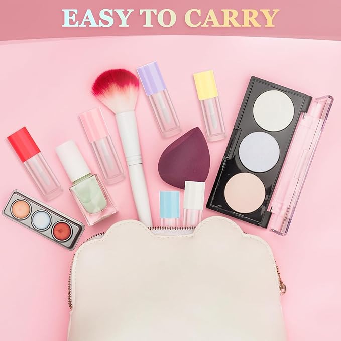 2.5ml 12 PCS Empty Lip Gloss Tubes with Wand Lip Gloss Containers Cute 0.08oz Clear Refillable Lipgloss Making Supplies Kit for DIY Makeup+ 2pcs Syringes (Red)