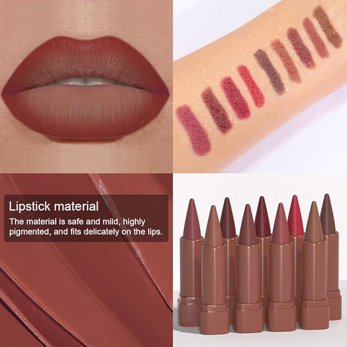Bean Paste Rose Red Gradient Matte Lipstick Crayon Lip Liner Pencil,Women Long Lasting Waterproof Smudge Proof Lipstick for Daily Makeup,Flawless Contour Gradual Ombre Effect Lip Pencil 02#s