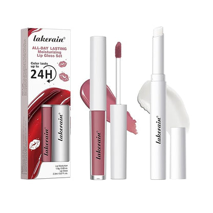 Long Lasting Moisturizing Lip Gloss Set,High Pigmented Lip Stain Hydrating Liquid Lipstick Lip Balm,Waterproof Smooth Shiny Matte Glossy Finish Lip Makeup Kits(#6-Classic Rosy, Pack of 2)