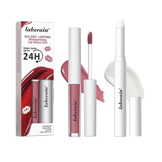 Long Lasting Moisturizing Lip Gloss Set,High Pigmented Lip Stain Hydrating Liquid Lipstick Lip Balm,Waterproof Smooth Shiny Matte Glossy Finish Lip Makeup Kits(#6-Classic Rosy, Pack of 2)