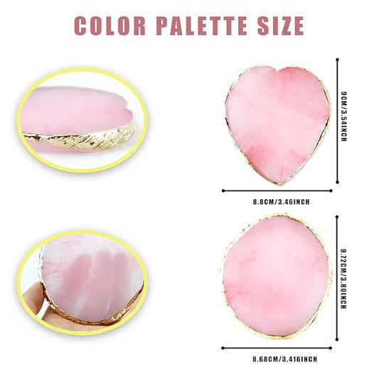2 PCS Resin Nail Art Palette, Nail Painting Mixed Color Palette, Nail Polish Palette, Heart Shape and Circle Resin Gel Polish Palette