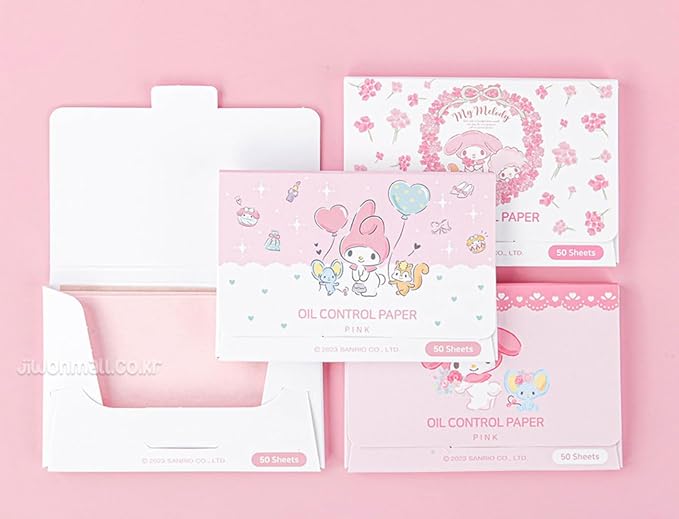 MyMelody's Facial Oil Blotting Paper 150 Sheets - Officially Licensed - Packaged in Portable Casing