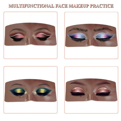 3D Realistic Makeup Practice Face Board Set With Kit for Professional Artists, Students and Beginners - Eyes and Eyeshadow Training Mannequin