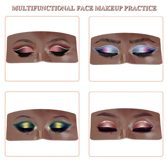 3D Realistic Makeup Practice Face Board Set With Kit for Professional Artists, Students and Beginners - Eyes and Eyeshadow Training Mannequin