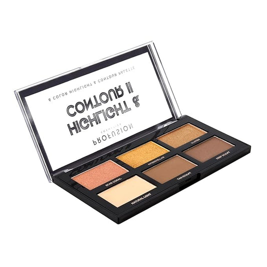 Profusion Cosmetics Rich Ingredients Long Lasting and Bendability Lightweight Mini Artistry Highlight & Contour II Palette - Medium Dark