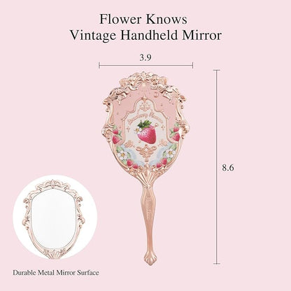 Flower Knows Strawberry Rococo Embossed Blush 05 Strawberry Rococo Hand Mirror Soft Pink