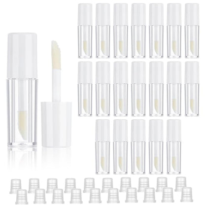 20 Pcs Empty Lip Gloss Tubes 1.2ml Clear Mini Refillable Lip Balm Bottles Lip Gloss Containers with Wand Makeup Containers Bottles for Lipstick Samples Lip Balms Lip Gloss Making Travel Split Charging