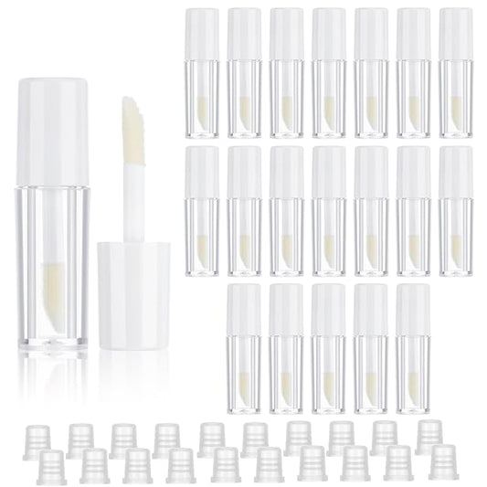 20 Pcs Empty Lip Gloss Tubes 1.2ml Clear Mini Refillable Lip Balm Bottles Lip Gloss Containers with Wand Makeup Containers Bottles for Lipstick Samples Lip Balms Lip Gloss Making Travel Split Charging