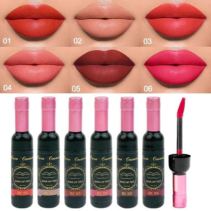 6 Multi Color Organic Wine Lip Tint Set, Lip Gloss, Wine Lip Tint Long Lasting 24 Hour Waterproof Nonstick Cup Lipgloss Lip Makeup Gift Sets for Girls and Women .17 Fl Oz