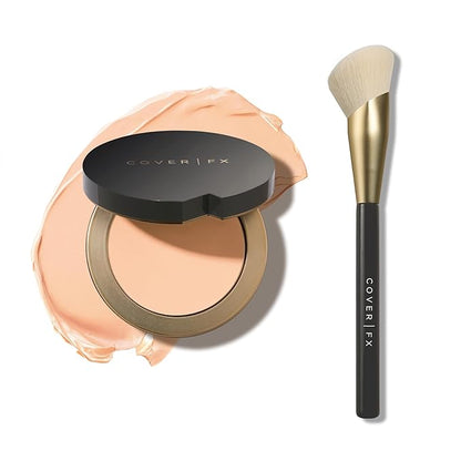 COVER FX Complete Coverage Kit: Total Cover Cream Foundation - Shade F1 + Custom Cover Blending Brush