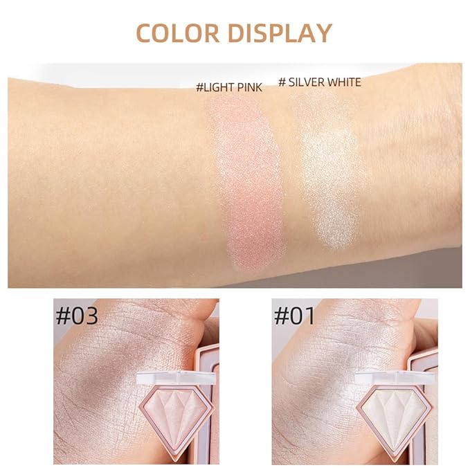 White Highlighter Makeup Palette, Face Highlighter Palette Glitter Highlighter Palette Shimmer Highlighter Powder for Face Cheek Illuminator Iluminadores de Maquillaje (01)