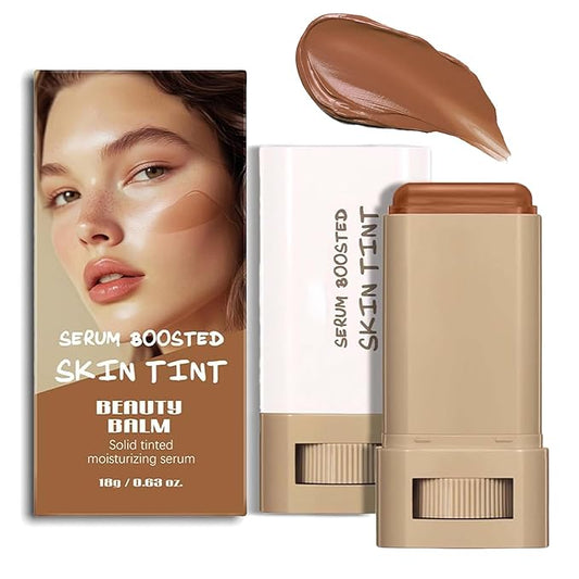 Foundation Stick Beauty Balm Serum Boosted Skin Tint, Solid Tinted Moisturizer Serum Contour Stick Foundation Skin Tint for Women, Natural Finish Makeup (3#)