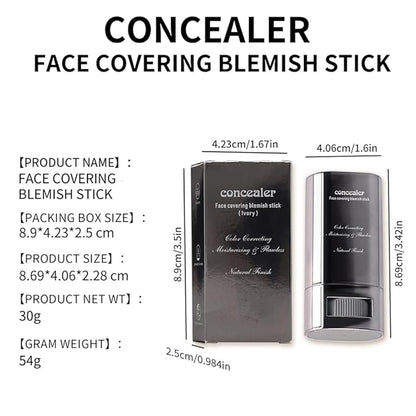 3-in-1 Foundation Stick Beauty Balm Serum Boosts Skin Tone, Solid Tinted Moisturizing Serum Contouring Foundation for Women, Natural Finish, Buildable Medium to Full Coverage(01#IVORY)