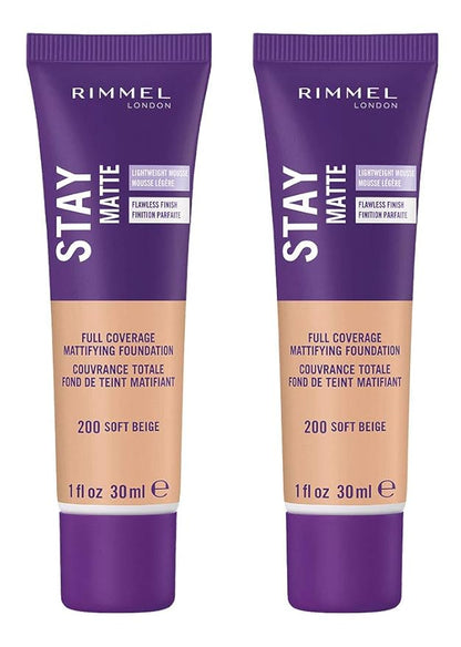 Rimmel Stay Matte Liquid Foundation, Soft Beige, 1 Fl Oz, Pack of 2
