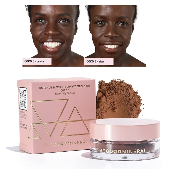 Loves-You-Back 3in1 Mineral Powder Foundation (COCO 6) | Designed for acne-prone, sensitive skin | Lightweight Coverage for hyperpigmentation + marks | Concealer, Foundation + Powder