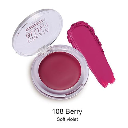 MAEPEOR Cream Face Blush 8 Color Lightweight Smooth Natural Look Matte Face Blush Long-Lasting Buildable Blusher for Cheeks (108 Berry)