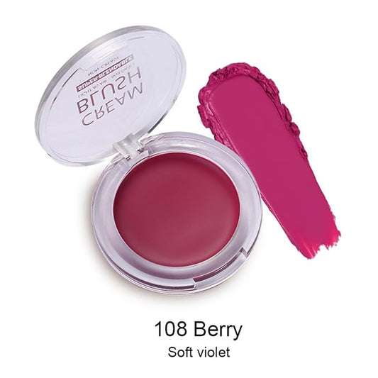 MAEPEOR Cream Face Blush 8 Color Lightweight Smooth Natural Look Matte Face Blush Long-Lasting Buildable Blusher for Cheeks (108 Berry)