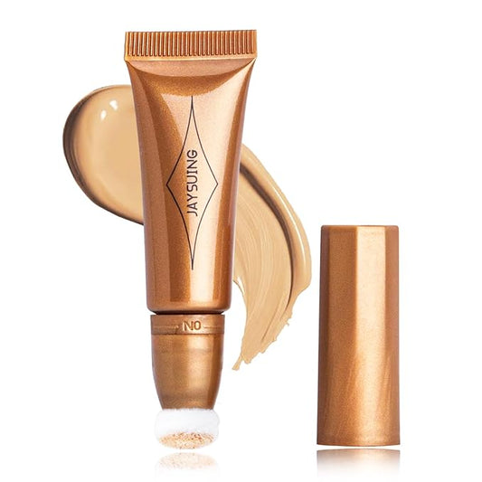 Liquid Bronzer Stick Cream Contour Wand Highlighter Stick with Cushion Applicator Concealer Stick Contour Beauty Wand Long Lasting Highlighter Contour Wand(#04 Champagne Gold Highlighter)