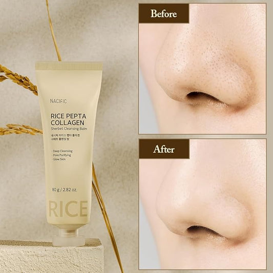 NACIFIC Rice Pepta Collagen Sherbet Cleansing Balm 2.82oz. 80g Makeup Remover Korean Skincare Deep Cleansing Face Cleanser Pore Purifying Glow Glass Skin Non greasy For All Skin Types