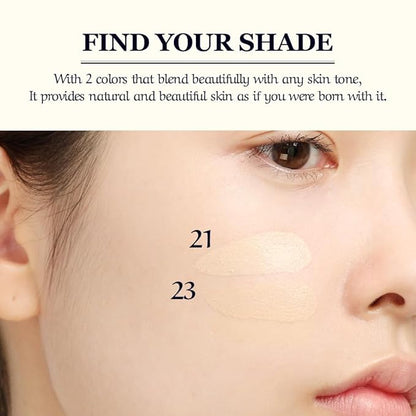 [CHALLANS de PARIS] Cushion de Lumináre Cream Foundation – Radiant Glow, Full Coverage, Long-Lasting Wear, Premium Formula, Smooth Finish, Volume, 21 Bright Ivory, 0.53 oz