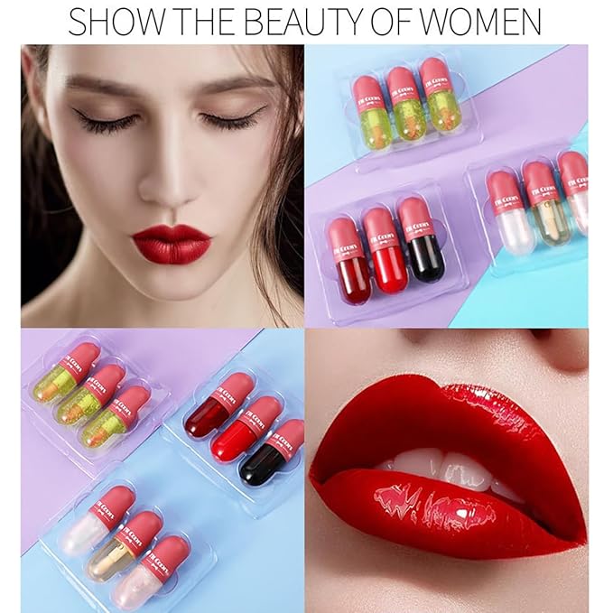 3 Color Glass Lip Oil Hydrating Tinted Plump Lip Gloss, Fresh Texture & Non-sticky, Nourishing Repairing Lightening Lip Lines Lip Care- 03