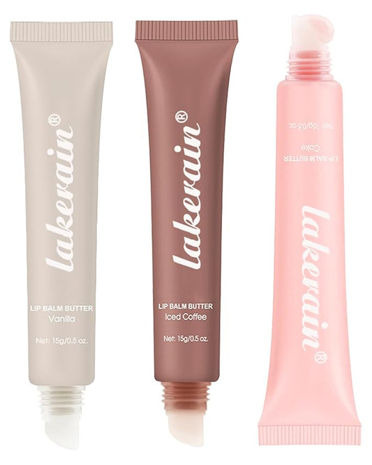 Hydrating Tint Summer Lip Butter Balm-3 Color Vanilla Clear Sheer Beige Brown Pink Sugar Glossy Lip Gloss,Moisturizing Non-Sticky Jelly Lip Moisturizer,Glow Reviver Lip Care Oil,Gift for Women-Set D