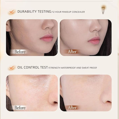 Long-Lasting Moisturizing Liquid Foundation, Waterproof, Concealer with Brightening Effect (01# Ivory White, 30ml)
