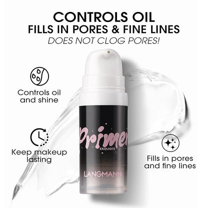 LANGMANNI Matte Grip Face Primer, Transparent Skin Perfecting Hydrating Gel Primer Essential for Longlasting Perfection Face Makeup (0.33 Fl Oz, 1)