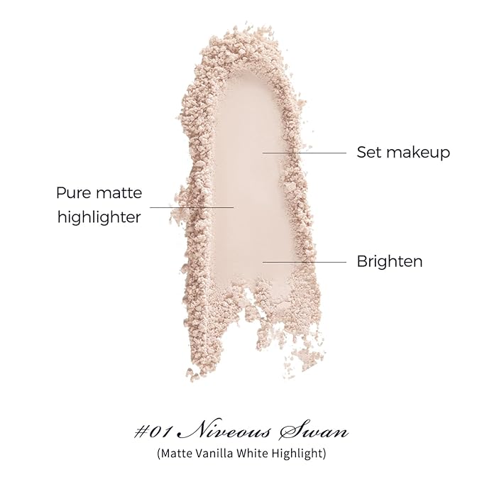 Flower Knows Swan Ballet Embossed Blush 01 Niveous Swan+Butterfly Cloud Collar Angled Powder Brush Pearly Moonlight