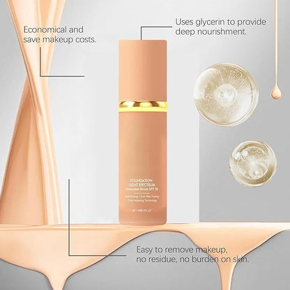 Foundation 4 in 1 Spectrum, 4 in 1 Foundation Liquid- Hydrating Medium Full Coverage Concealer with， SPF 50+ (60ML)