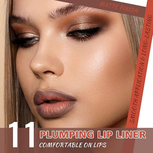 Retractable Matte Lip Liner Pencil, Gray Brown Plump Lip Liners Long-Lasting Creamy Formula for Shaping & Sculpting lip filler pen, Subtle Touch Velvet Pigmented Crayon Lip Liner 11#
