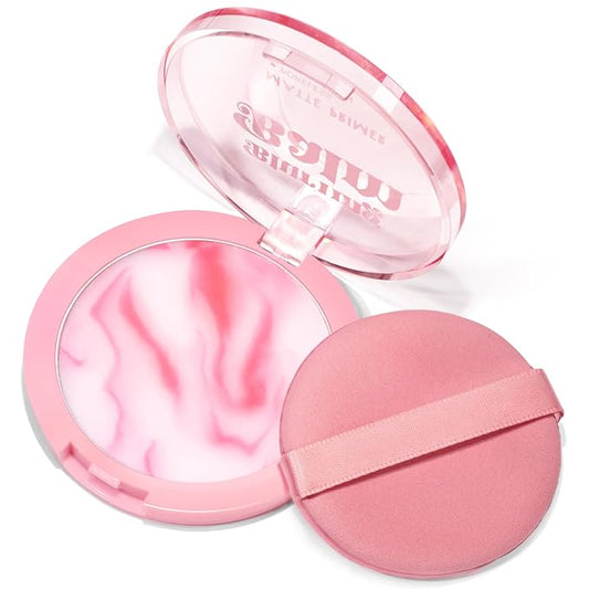 Oil Control Primer Balm, Jelly Face Pressed Powder 3D Blurring Balm Matte Concealer Cream Setting Powder, 12H Waterproof Lightweight Long Lasting Flawless Skin Matte Primer for All Skin Types