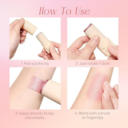 Mineral Color Balm, SPF 35 Multi Color Stick for Lips, Cheeks& Eyes, Blendable Creamy Lightweight Formula, Buildable Shimmer Finish, Multiuse Makeup Stick, Pink