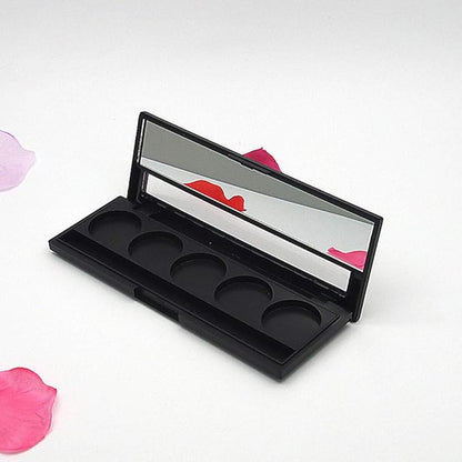 2 Pcs 5 Grids Empty Eyeshadow Palette Cosmetics Makeup Storage Container DIY Eye Shadow Palette Case with Mirror and Window for Blush Eyebrow Powder Lipstick, Inner Diameter 26mm