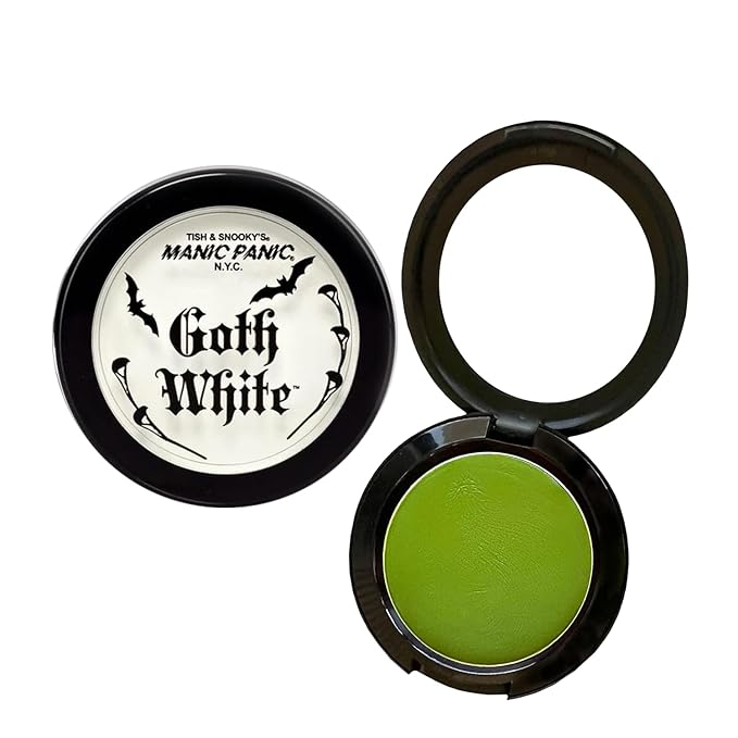 MANIC PANIC Goth White Cream To Powder Foundation Bundle with Poison Ivy Green Face & Body Paint Makeup