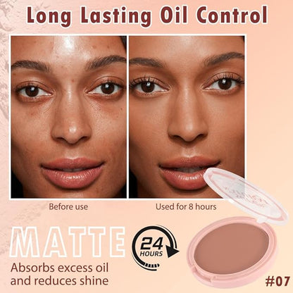 Oil Control Face Pressed Powder, Matte powder setting powder, long-lasting and waterproof loose powder, Flawless Lightweight Face Cosmetics, Cruelty-free, (07, 1 Pcs)