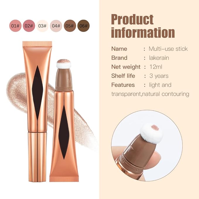 Concealer Stick,Contour Stick Makeup Liquid Highlight and Contour Wand,Cream Contour Stick with Soft Cushion Applicator,Foundation Highlight Makeup Bronzer Stick for Face