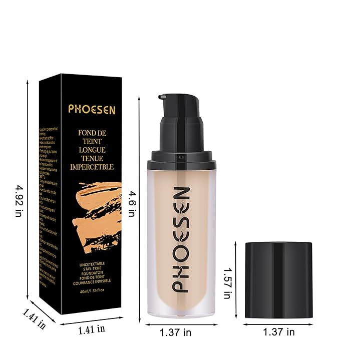 Liquid Foundation, Flawless Soft Matte Liquid Foundation 24HR Oil Control, Concealer Foundation Makeup, Medium to Full Coverage with Matte Finish, 1.35 Oz