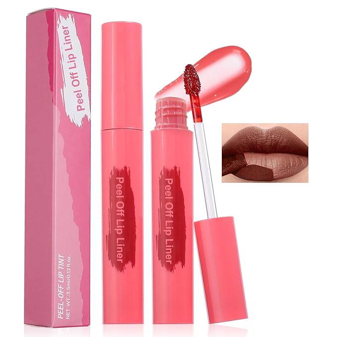 Lip Stain - Peel Off Lip Stain, Long Lasting Lip Liner with Matte Finish, Waterproof, Transfer-proof, Highly Pigmented Color (#06 Cocoa, 1 PCS)