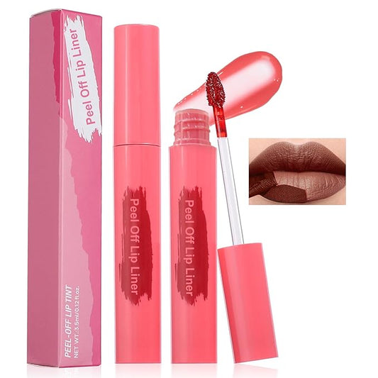 Lip Stain - Peel Off Lip Stain, Long Lasting Lip Liner with Matte Finish, Waterproof, Transfer-proof, Highly Pigmented Color (#06 Cocoa, 1 PCS)