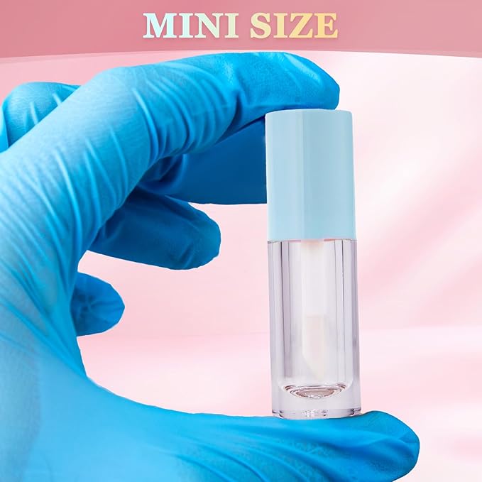 2.5ml 12 PCS Empty Lip Gloss Tubes with Wand Lip Gloss Containers Cute 0.08oz Clear Refillable Lipgloss Making Supplies Kit for DIY Makeup+ 2pcs Syringes (Blue)