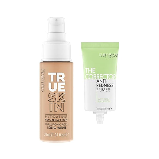 Catrice | True Skin Foundation 40 & The Corrector Anti-Red Primer| Full Coverage Makeup | Vegan & Cruelty Free