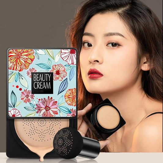 Mushroom Head Air Cushion BB Cream Even Skin Tone Makeup Base PrimerConcealer Lasting Nude Makeup Moisturizing Brightening Pigment CC Liquid Foundation (A-lvory)