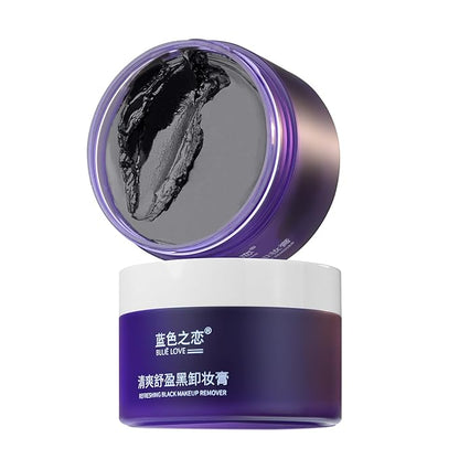 BLUE LOVE Black Makeup Remover Cleansing Balm - Gentle Cleansing Cream for Eyes, Face & Lips - Hydrating Makeup Melting Balm, Deep Cleaning & Moisturizing, Suitable for All Skin Types