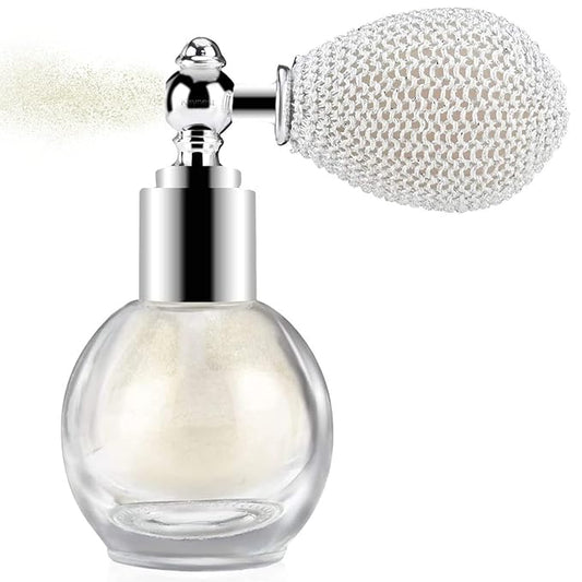 Highlighter Powder Spray,Glitter High Gloss Powder,Shimmer Sparkle Powder Makeup Spray, for Face Body Cosmetic (1#Pearl White)
