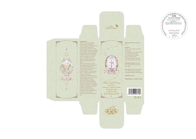 Flower Knows Midsummer Fairytales Coating Lip Lacquer,Glowy Non-Fading Lip Gloss,Hydrating Tinted Lip Oil for Girls&Women,Vegan & Cruelty Free,0.17Fl Oz(G08 Mystery Island)