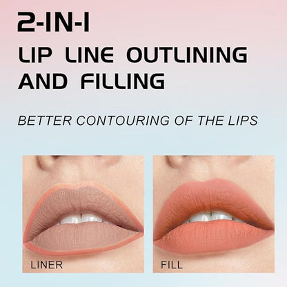 YOUNG VISION Gourd-Shaped Precision Liquid Lipstick & Lipliner - Nude Matte Perfection